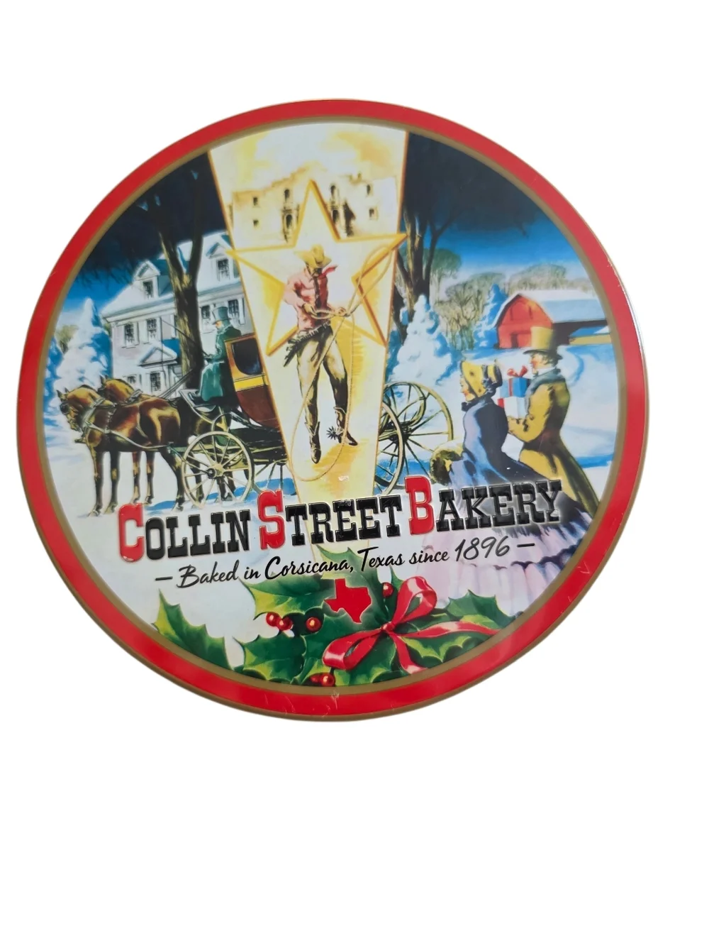 🔴Collin Street Bakery Holiday Cookie Tin - Red Trim